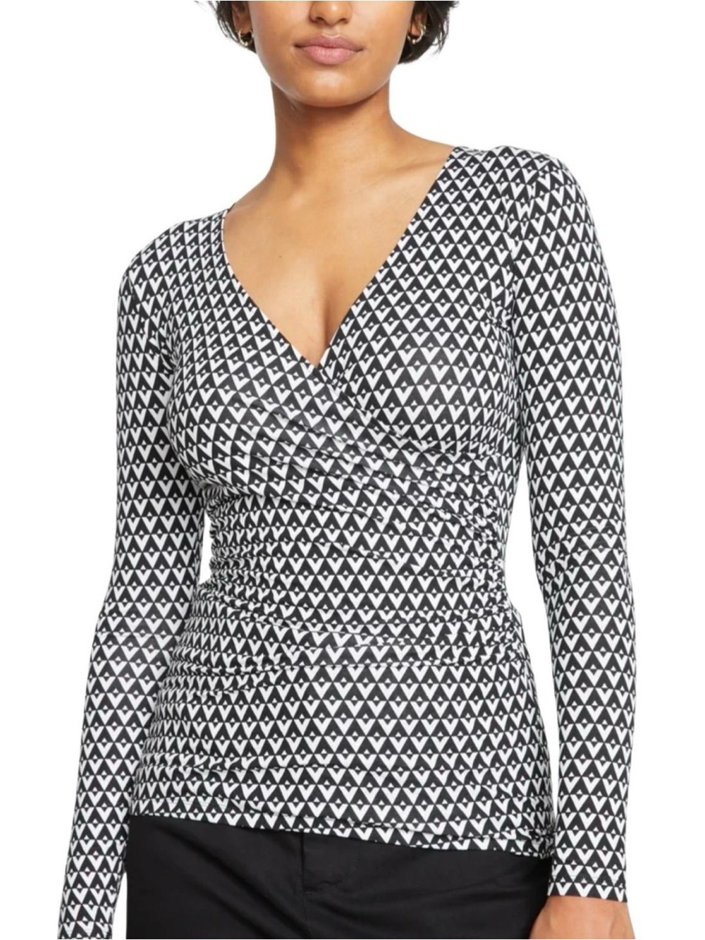 EUC Universal Standard New Black & White Wrap Long Sleeve Top Sz S / 14 / 16